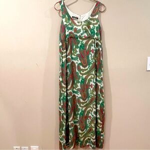 Vintage 1960s QUAD Psychedelic Paisley Print Empire Maxi Dress